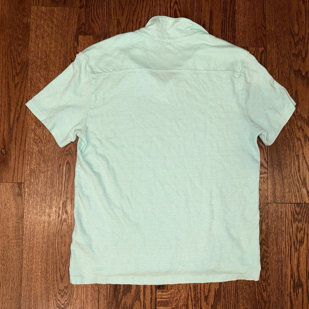 Vineyard Vines Johnny Collar Linen Cotton Blend Polo Men's Medium Light Green - Picture 3 of 5